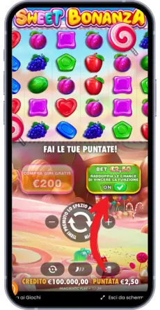Attiva Double Chance su Sweet Bonanza