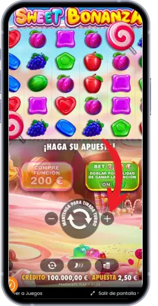 Elegir apuesta en Sweet Bonanza
