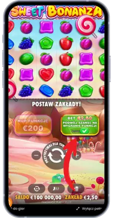 Aktywuj Double Chance w Sweet Bonanza