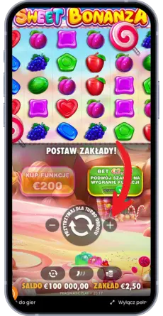 Wybierz zakład w Sweet Bonanza