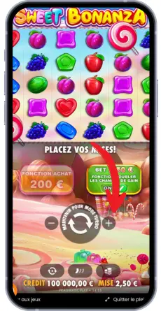 Choisir sa mise sur Sweet Bonanza